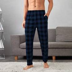 Shein Men Buffalo Plaid Slant Pockets PJ Trousers