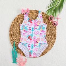 Shein Young Girl Mermaid Printed One Piece Swimsuit
