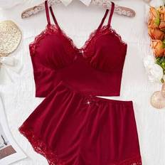 Shein 2-Piece Solid Color Lace Trim Sexy Lingerie - Comfortable