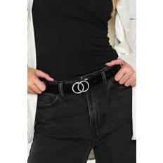 Boohoo Belts boohoo Faux Suede Double Ring Boyfriend Belt - Black
