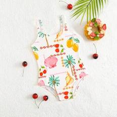 6-9M Bathing Suits Children's Clothing Shein Baby Girl 1-Piece Swimsuit With Random Floral Print - Holiday