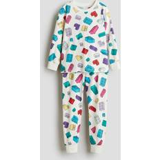 Solid Colours Night Garments H&M Boys Printed Cotton Jersey Pyjamas - White