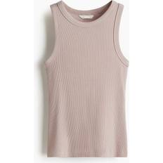 H&M Light Dusty Pink Ribbed Vest Top - Light Dusty Pink