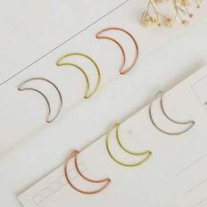 Gold Paper Clips & Magnets Shein 21pcs Metal Moon Shaped Paper Clip Set