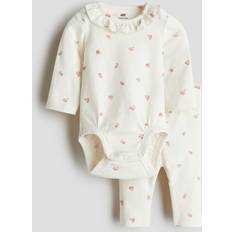 Florals Other Sets Children's Clothing H&M Floral 2-Piece Cotton Jersey Set - White