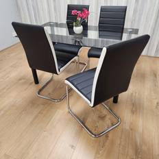 Dining Sets on sale Metro Lane Black Clear Glass Table 4 Chairs Dining Set