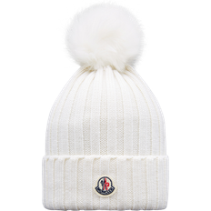 Beanies Moncler Pom Pom Bobble Hat Wool Beanie - White
