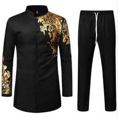 Gold Suits Shein Retro Style Men's 2 Pieces Casual Suit Set - Gold Foil