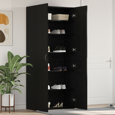 VidaXL Entrémøbler & Tilbehør vidaXL Skoskab Sort Eg 80x35.5x180 cm Konstruktionstræ Skostativ