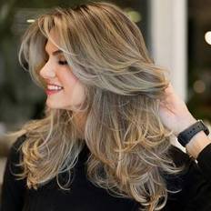 Hair Products Shein 22 Inch Ombre Brown Long Wavy Wig With Bangs