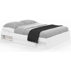 Lits IDMarket de Double Salem Rangements Sommier 160 x 200 cm Blanc Lit avec Cadre