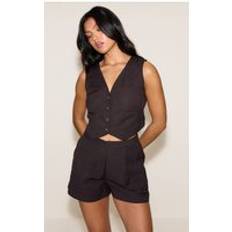 PrettyLittleThing Look Boxy Detail Waistcoat - Chocolate