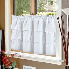 Shein White Trimmed 3-Bar Mini Curtain Valance