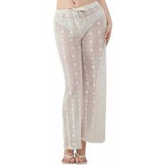 Polyester Swimsuit Cover-Ups & Sarong Wraps Shein Womens Crochet Cover Up Pants Sheer Mesh Drawstring - 2025