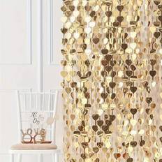 Shiny Glittering Golden Heart Backdrop 40 x 80 Inch