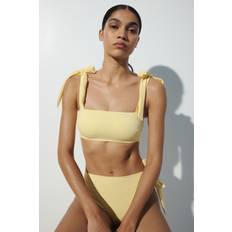 Elastane/Lycra/Spandex Bikini Bottoms H&M Bikinihose High Waist Mit Bindedetail - Hellgelb