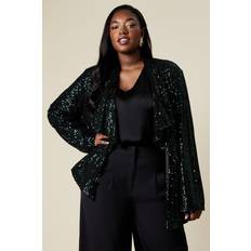 Sequins Outerwear Wallis Womens Curve Green Sequin Waterfall Jacket - Green
