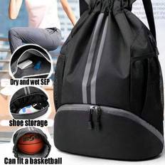 Blue - Women Gymsacks Shein Sports Drawstring Backpack With Shoe Compartment Pockets - Wet Dry