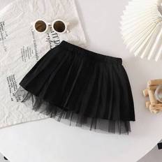 Pleated skirts - Polyester Shein Baby Girl Korean Style Cute Casual Pleated Mesh Hemline Tulle Skirt