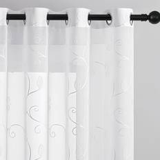 Gardiner & Tillbehör Temu 2pcs Elegant White Floral Sheer Curtains