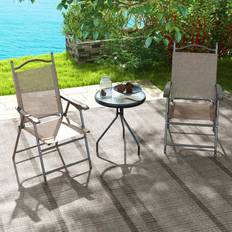 Brown Patio Chairs OutSunny Set of 2 Mixed Brown Folding Garden Chair
