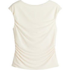 H&M Draped Cap Sleeved Top - Cream