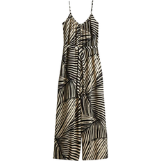 Återvunna material - Återvunnet material Jumpsuits & Overaller H&M Tie Belt Jumpsuit - Black/Leaf Pattern