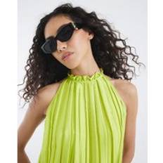 Pleats - Women Tops River Island Womens Green Pleated Halter Neck Top
