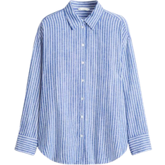 H&M Oversized Linen Blend Blouse - Blue