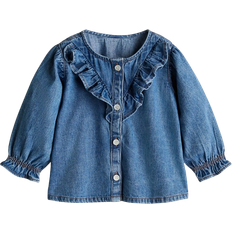 H&M Flounced Denim Blouse - Denim Blue
