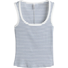 H&M Ribbed Tank Top - Blue/Striped