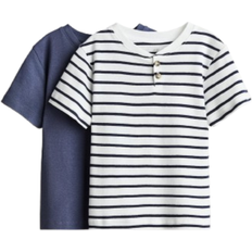 Blue T-shirts Children's Clothing H&M In A Grandfather Style 2-pack - Dark Blue/Striped (1284096005)
