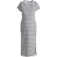 H&M MAMA Ribbed T-shirt Dress White/Black Striped (1256331004)