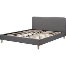 Lits Habitat et Jardin Double Tissu Louise 160 x 200 cm Gris Lit avec Cadre