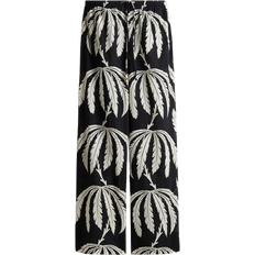 H&M Cotton Drawstring Trousers - Black/Palm Trees