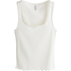 H&M Dame Tanktop I Pointellejersey - Hvid