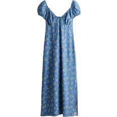 H&M Tie Detail Maxi Dress - Blue/Floral