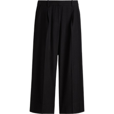H&M Wide Leg Linen Blend Pants - Black