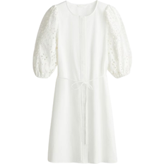 H&M Broderie Anglaise Sleeved Dress - White