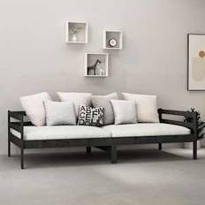 vidaXL Solid Pine Wood Honey Black Sofa 204cm 3 Seater