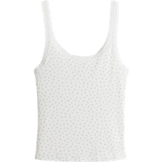 Florals Tops H&M Lace-Trimmed Vest Top - White/Floral