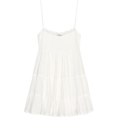 Zara Short Gauze Dress with Lace - Ecru