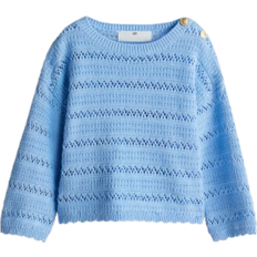 H&M Pointelle Knitted Cotton Sweater - Blue (1276442002)