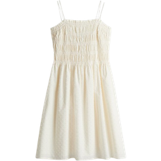 H&M Smocked Bodice Cotton Dress - Cream