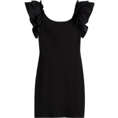 H&M Frill Trimmed Jersey Dress - Black