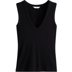 Svarta Linnen H&M Ribbed Vest Top - Black