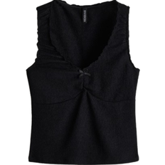 H&M Crinkled Jersey Vest Top - Black