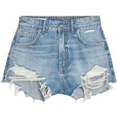 Zara High Waist Curved Denim Shorts - Blue