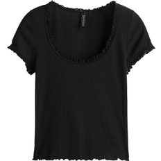 H&M Lace Trimmed Top - Black