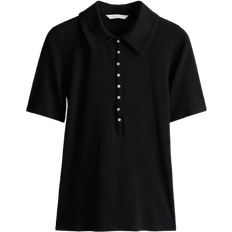 H&M Women Polo Shirts H&M Fitted Polo Shirt - Black